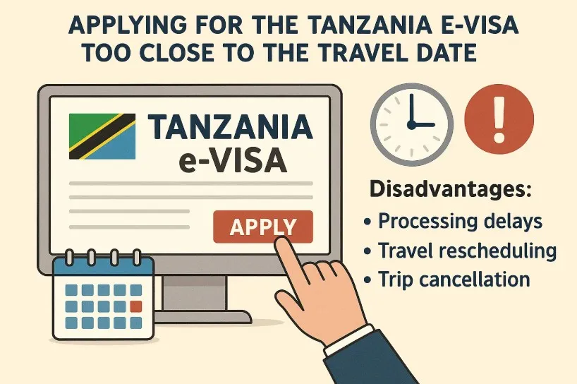 image of applying for the Tanzania e-Visa too close to the travel date, and explain the disadvantage