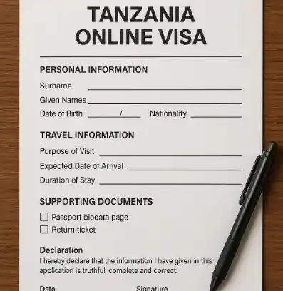 image explainations and learn how to get a Tanzania visa quickly online. Step-by-step guide on fast eVisa application, requirements, fees, and express approval tips.